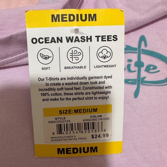 Reel Life Men Size M Orchid Ocean Washed Short-Sleeve Soft PreShrunk T-Shirt NWT - Picture 4 of 7